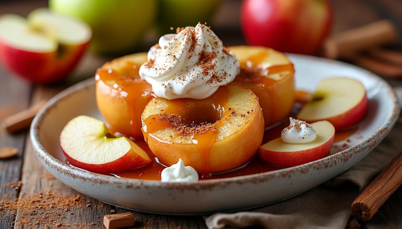 découvrez notre délicieuse recette de dessert aux pommes sans pâte, alliant simplicité et saveurs irrésistibles. idéal pour régaler vos proches avec un plat sucré rapide et gourmand!