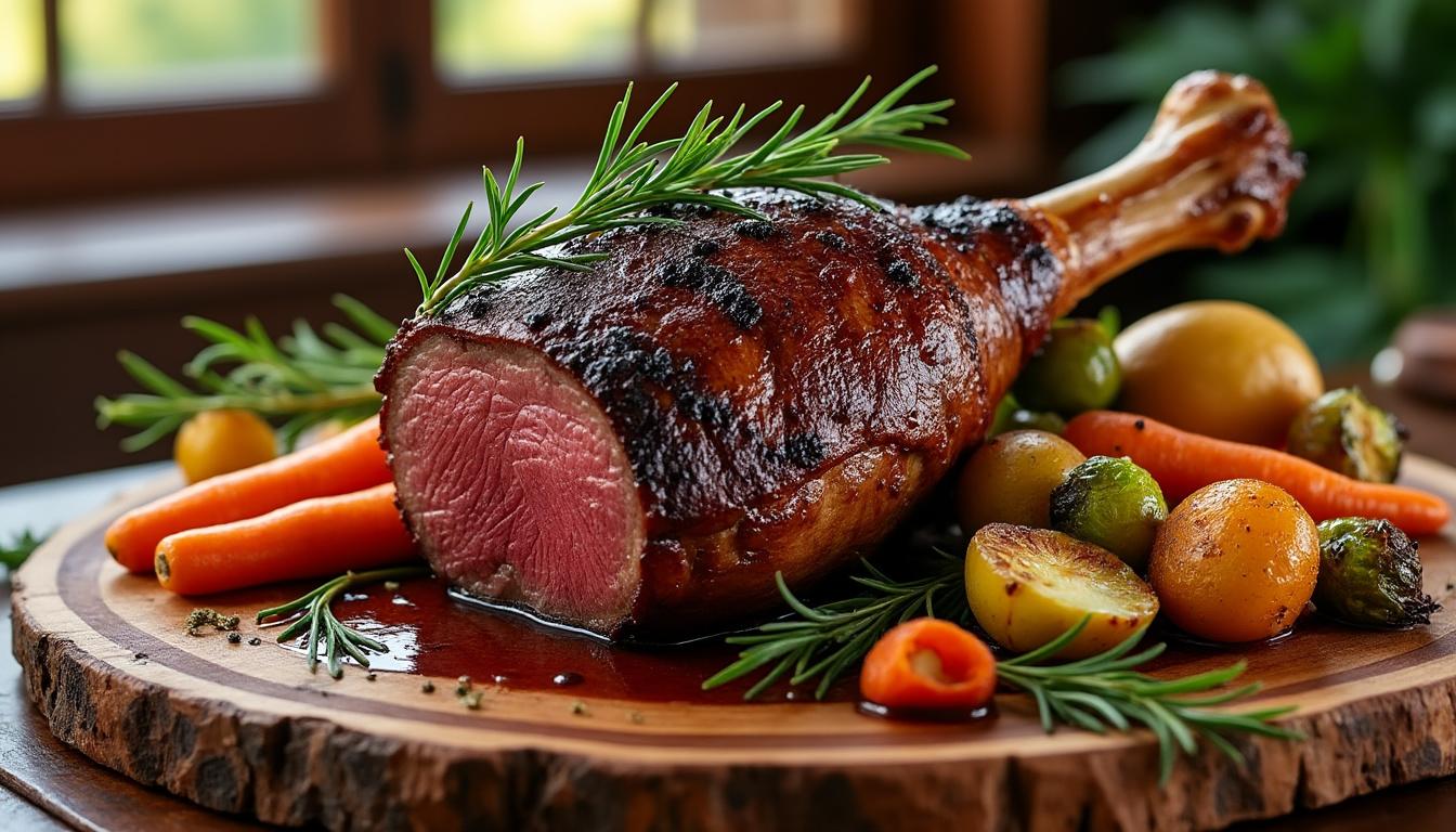 découvrez notre délicieuse recette de cuissot de chevreuil au four, mariné dans un vin rouge savoureux. suivez nos étapes simples pour un plat raffiné qui émerveillera vos invités lors de vos dîners. savourez la tendreté de la viande de chevreuil, rehaussée d'arômes riches et d'épices, pour une expérience culinaire inoubliable.