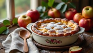 découvrez la délicieuse recette traditionnelle du clafoutis aux pommes de grand-mère, un dessert moelleux et savoureux qui ravira vos papilles. facile à préparer, ce classique de la cuisine familiale réinvente les pommes en les enveloppant dans une pâte légère et gourmande. parfait pour un goûter convivial ou un dessert en famille!