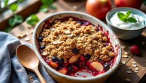 découvrez notre crumble sans beurre, une alternative légère et savoureuse au dessert classique. préparé avec du yaourt, il ravira vos papilles tout en respectant vos envies de légèreté. parfait pour les gourmands soucieux de leur santé !